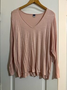Old Navy luxe Womens Pale Pink V-Neck Long Sleeve Top, size XL